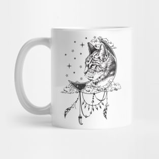 Boho Drawing Cat Face Illustrator Mug